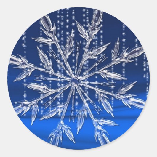 Elegant Festive Rustic Snowflake met kerst Ronde Sticker (Voorkant)