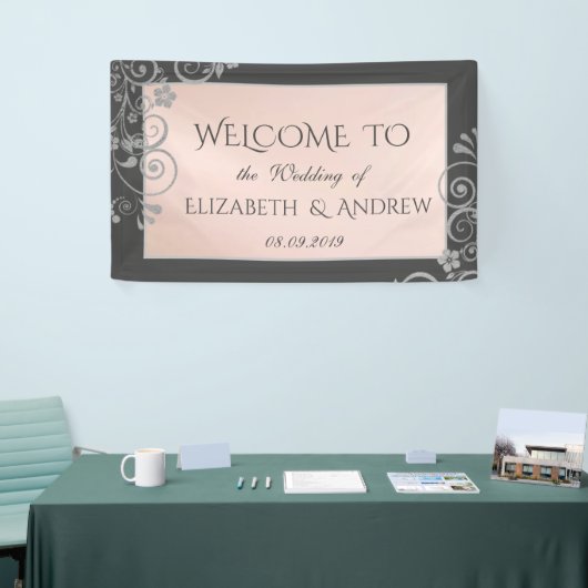 Elegant Festive Silver Flowers Wedding Banner (Beurs)