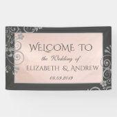 Elegant Festive Silver Flowers Wedding Banner (Horizontaal)