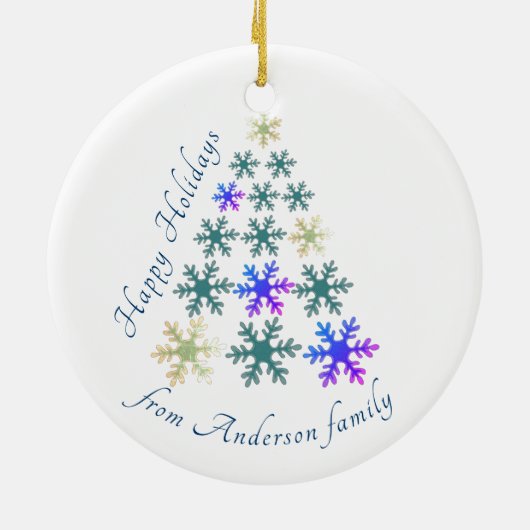 Elegant Festive Snowflake kerstboomfeest Keramisch Ornament (Achterkant)