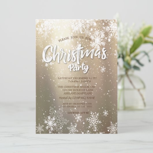 Elegant Festive Snowflakes Kerstmis Company Kaart (Staand voorkant)