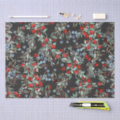 Elegant Festive Waterverf Red Blue Berries Black Tissuepapier (Craft)