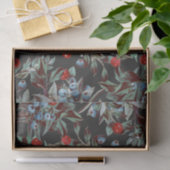 Elegant Festive Waterverf Red Blue Berries Black Tissuepapier (Geschenk)