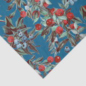 Elegant Festive Waterverf Red Blue Berries Blue Tissuepapier (Detail)