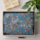 Elegant Festive Waterverf Red Blue Berries Blue Tissuepapier (Geschenk)