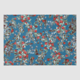 Elegant Festive Waterverf Red Blue Berries Blue Tissuepapier