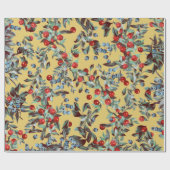 Elegant Festive Waterverf Red Blue Berries Gold Cadeaupapier (Vlak)