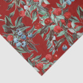 Elegant Festive Waterverf Red Blue Berries Tissuepapier (Detail)