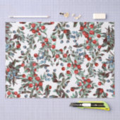 Elegant Festive Waterverf Red Blue Berries White Tissuepapier (Craft)