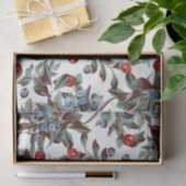 Elegant Festive Waterverf Red Blue Berries White Tissuepapier (Geschenk)