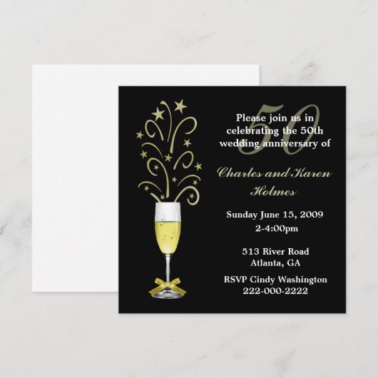 Elegant Festive Wedding Jubileum Uitnodiging (Voorkant / Achterkant)