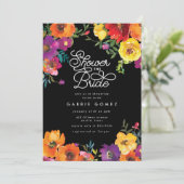 Elegant Fiesta Colorful Floral Black Vrijgezellenf Kaart (Staand voorkant)