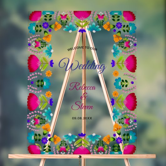 Elegant fiesta Huwelijk acryl welkomstbord Bord (Neutraal)