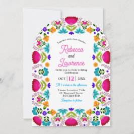 Elegant fiesta wedding white qr code arched kaart