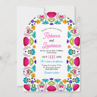 Elegant fiesta wedding white qr code arched kaart
