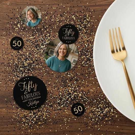 Elegant Fifty and Fabulous! 50th Birthday Party Confetti