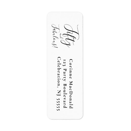 Elegant Fifty and Fabulous 50th Birthday Party Etiket (Voorkant)