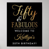 Elegant Fifty and Fabulous! 50th Birthday Party Poster (Voorkant)