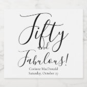 Elegant Fifty and Fabulous 50th Birthday Party Sparkling Wijnetiket (Enkel label)