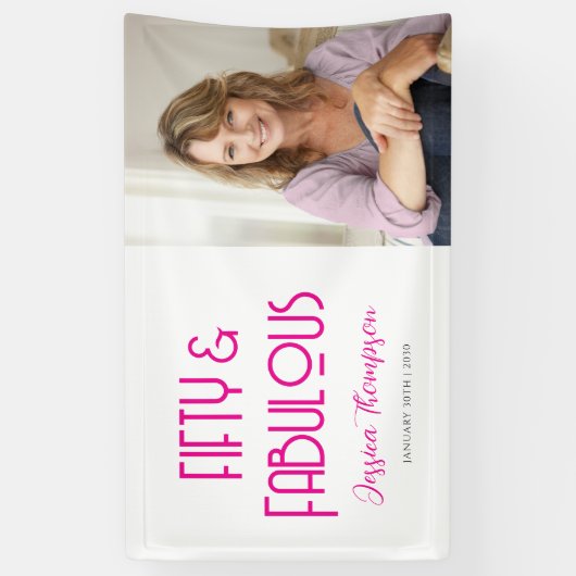 Elegant Fifty and Fabulous Art Deco 50th Birthday Spandoek (Verticaal)