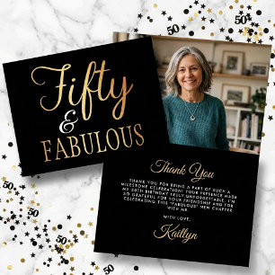 Elegant Fifty en Fabulous! 50ste verjaardag foto Bedankkaart
