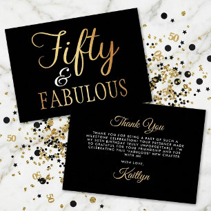 Elegant Fifty en Fabulous! 50ste Verjaardagsfeest Bedankkaart