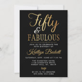 Elegant Fifty en Fabulous! 50ste Verjaardagsfeest Kaart (Voorkant)