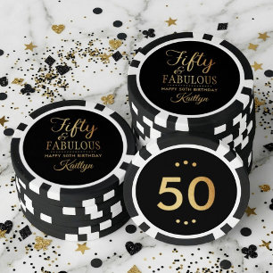 Elegant Fifty en Fabulous! 50ste Verjaardagsfeest Poker Chips