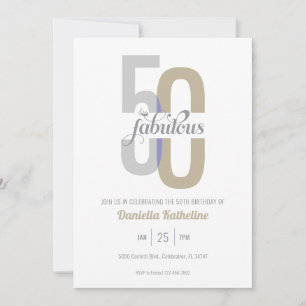 Elegant Fifty & Fabulous Modern 50e verjaardag Kaart
