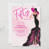Elegant Fifty Fabulous Roze Jurk 50ste verjaardag Kaart (Voorkant)