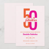 Elegant Fifty & Fabulous Sinaasappel Roze 50ste Ve Kaart (Voorkant / Achterkant)