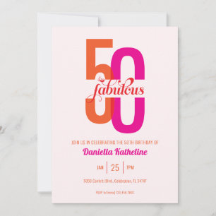 Elegant Fifty & Fabulous Sinaasappel Roze 50ste Ve Kaart