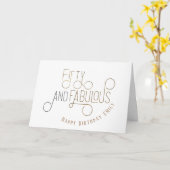 Elegant Fifty & Fabulous Typography Gouden Verjaar Kaart (Gele Bloem)