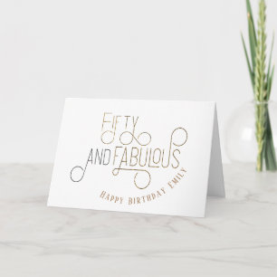 Elegant Fifty & Fabulous Typography Gouden Verjaar Kaart