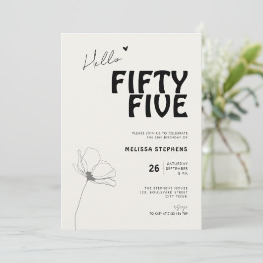 Elegant Fifty Five Bold Typography 55th Birthday Kaart (Staand voorkant)