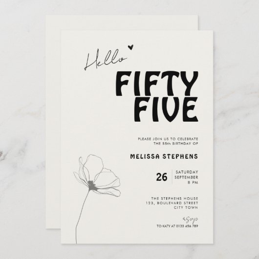 Elegant Fifty Five Bold Typography 55th Birthday Kaart (Voorkant / Achterkant)