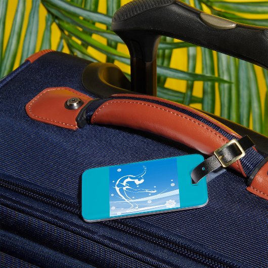 Elegant Figure Skater Silhouette Snowflakes Bagagelabel