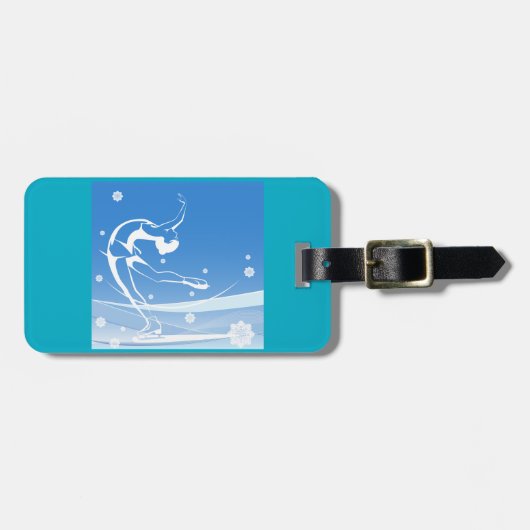 Elegant Figure Skater Silhouette Snowflakes Bagagelabel (Voorkant horizontaal)