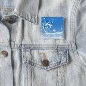 Elegant Figure Skater Silhouette Snowflakes Vierkante Button 5,1 Cm (In situ)