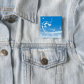 Elegant Figure Skater Silhouette Snowflakes Vierkante Button 5,1 Cm