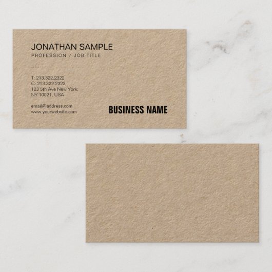 Elegant fijn papier met moderne Sjabloon bovenaan Visitekaartje (Voorkant / Achterkant)