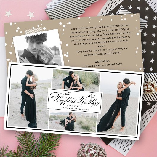 Elegant fijne feestdagen fancy script 4 foto feestdagenkaart