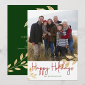 Elegant fijne feestdagen gouden bladeren | Vakanti Feestdagenkaart (Voorkant / Achterkant)