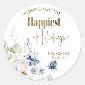 Elegant fijne feestdagen toegewenst, Kerstmis Ronde Sticker (Voorkant)