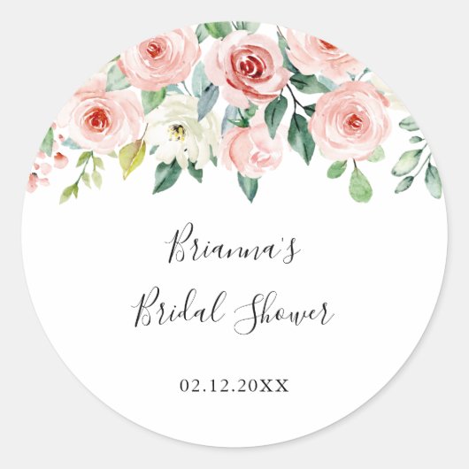 Elegant Fijne Herfst Bloemige Bruidsfeest Favor Ronde Sticker (Voorkant)