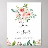 Elegant Fijne Herfst Bloemige Liefde Is Zoete Teke Poster (Voorkant)