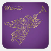 Elegant filigree angel vierkante sticker (Voorkant)