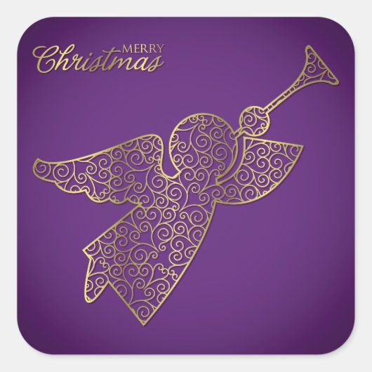 Elegant filigree angel vierkante sticker (Voorkant)