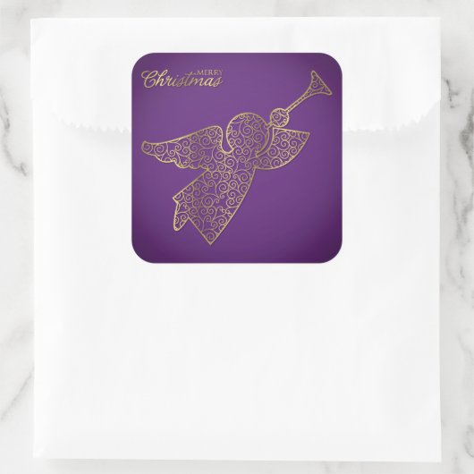 Elegant filigree angel vierkante sticker (Tas)