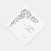 Elegant Filigree Black and White Paper Wedding Servet (Hoek)